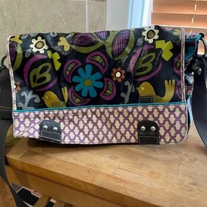 Fossil Brown and Purple Messenger Bag: Y2K Groovy Goodness